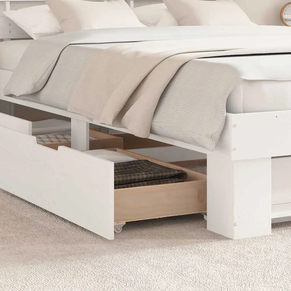 vidaXL Σκελετός Κρεβατιού Λευκό 140 x 200 cm Μασίφ ξύλο πεύκου