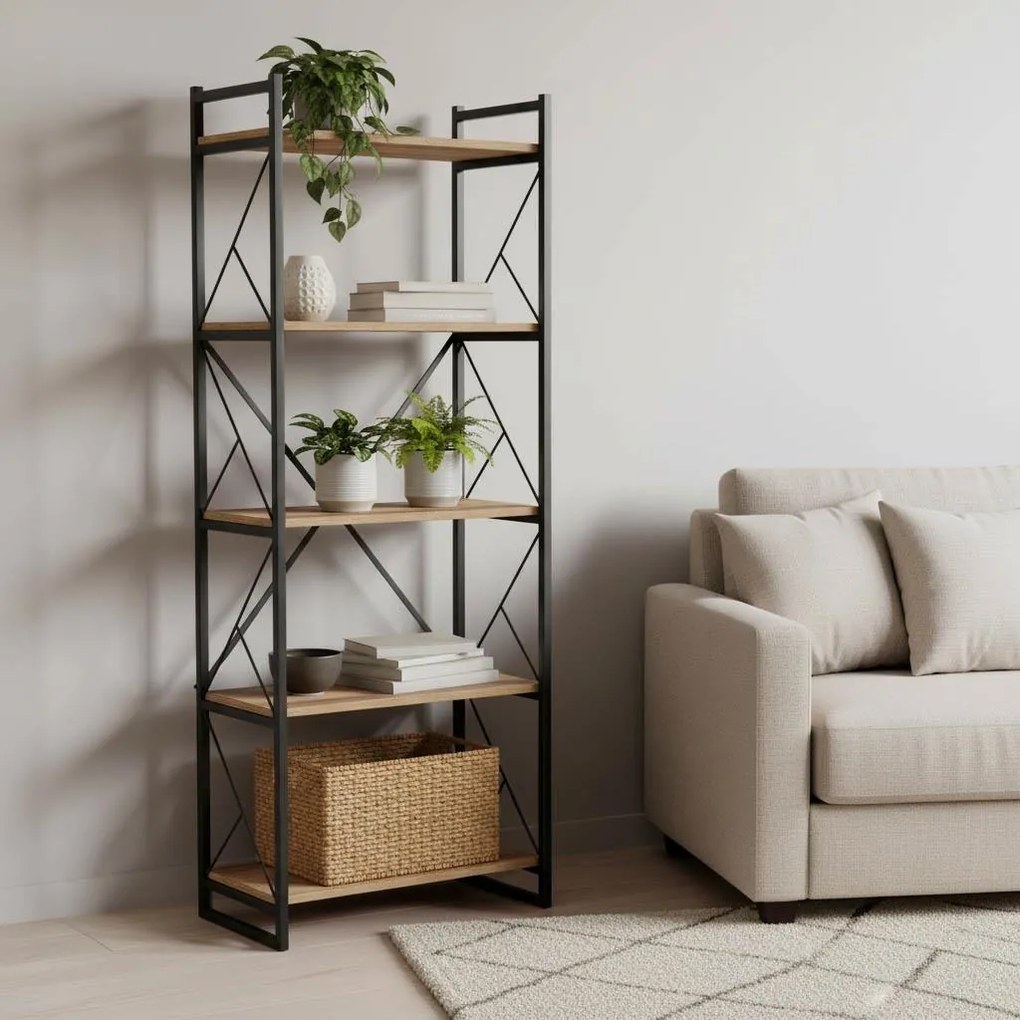 Βιβλιοθήκη Baker καρυδί-μαύρο 66x34x180εκ 66x34x180 εκ.