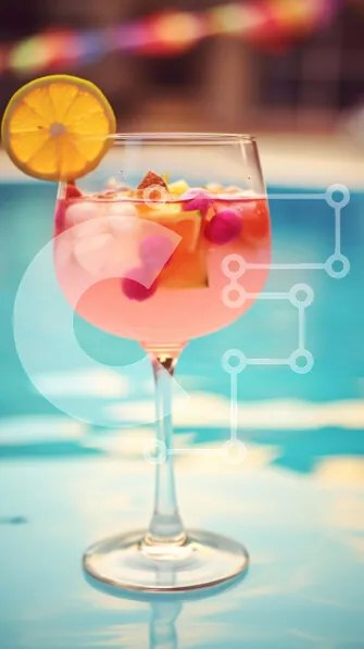 Intra Συλλεκτικό Ξύλινο Παζλ Plywood  4mm - Πολύχρωμο πάρτι στην πισίνα με ροζ ποτό και μπαλόνια Σε Ξύλινο Κουτί - Διαστάσεις Puzzle: 10x10 cm – 25 κομμάτια