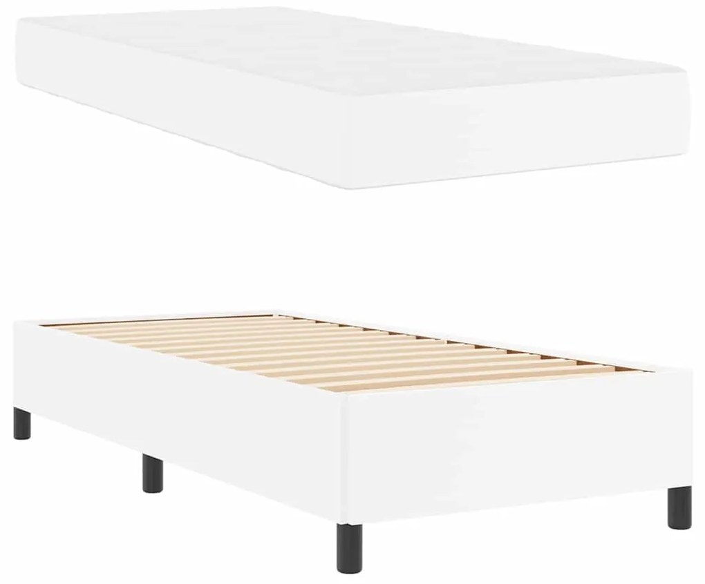 vidaXL Σκελετός κρεβατιού με στρώμα Λευκό 80 x 200 cm Τεχνητό δέρμα