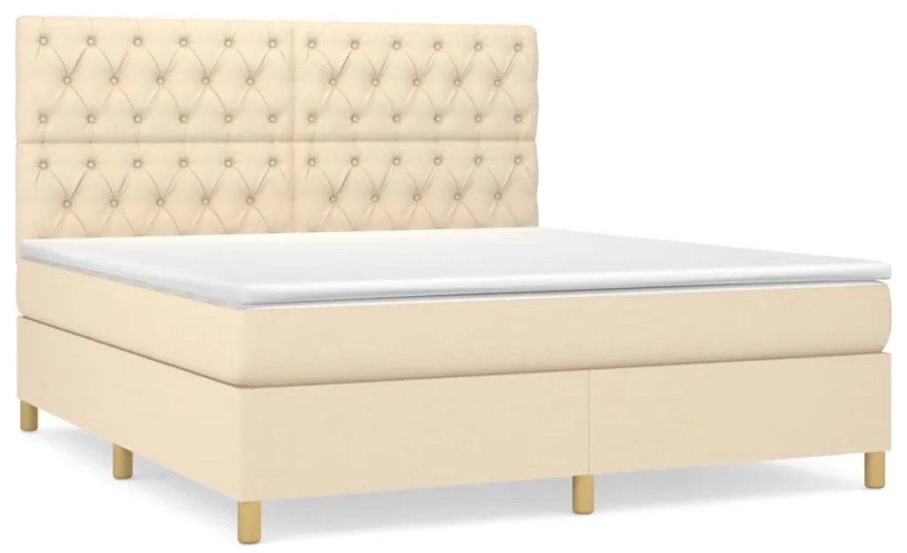 ΚΡΕΒΑΤΙ BOXSPRING ΜΕ ΣΤΡΩΜΑ ΚΡΕΜ 160X200 ΕΚ. ΥΦΑΣΜΑΤΙΝΟ 3142590