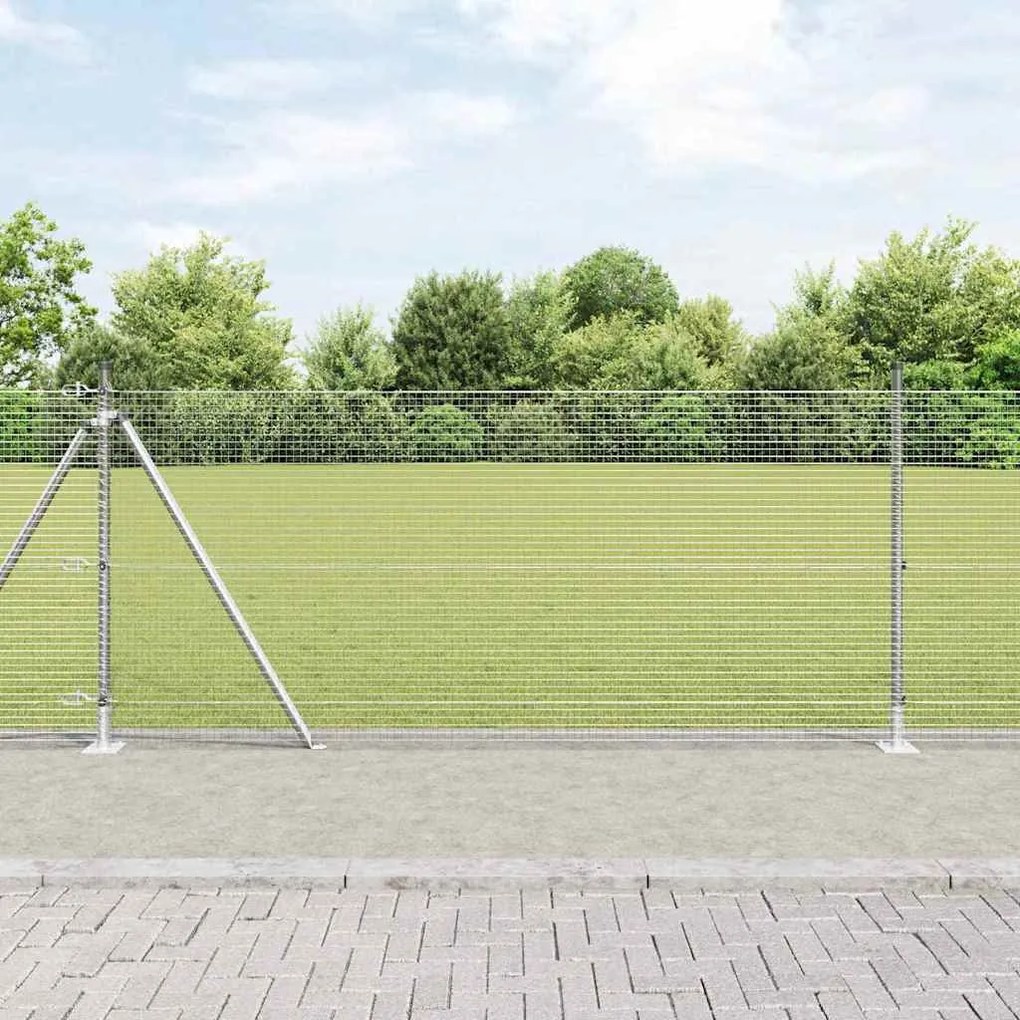 vidaXL Φράχτης με Στήλες. Ασημί 0.8 x 10 m Ατσάλι