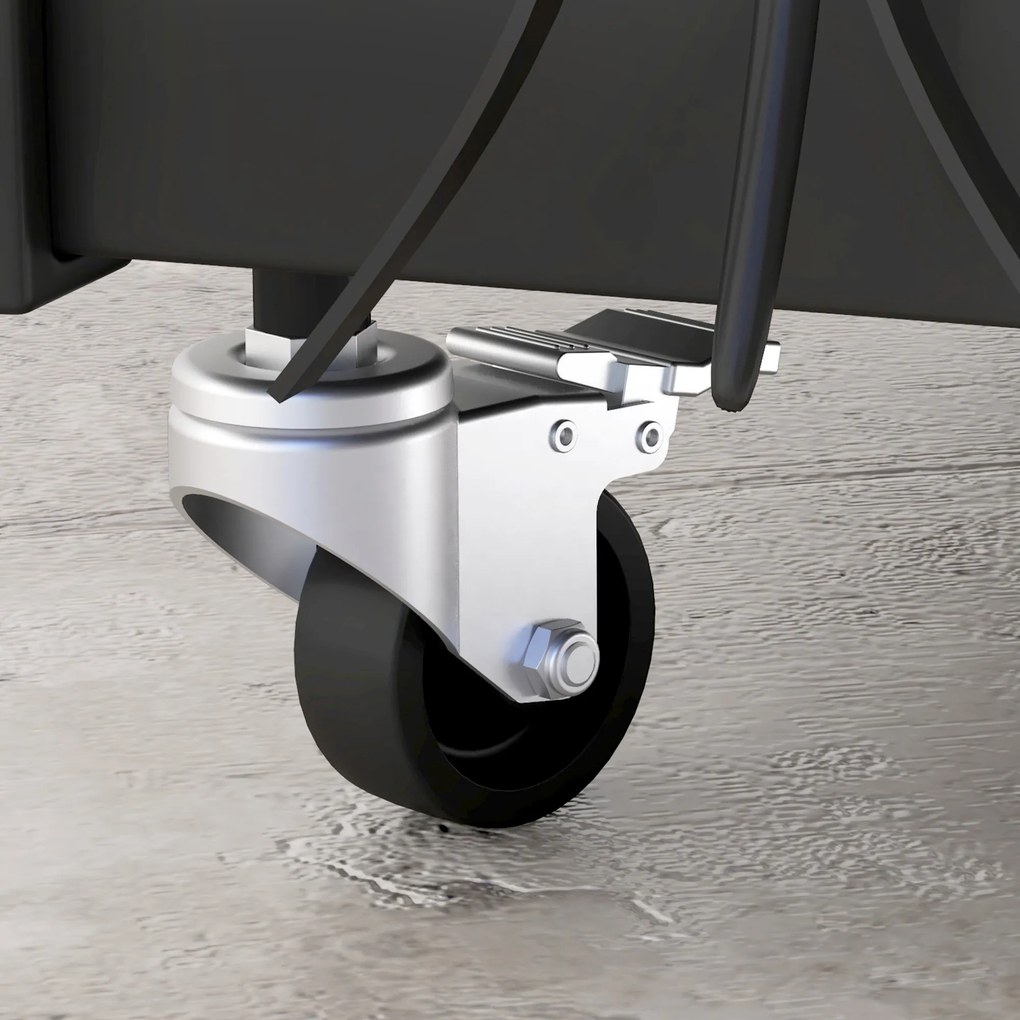 Outsunny Βάση για Ξύλα Τζακιού με Ρόδες, Πολλά Αξεσουάρ, Μεταλλικό Πλαίσιο, έως 60 kg, 48 x 30 x 76 cm, Μαύρο