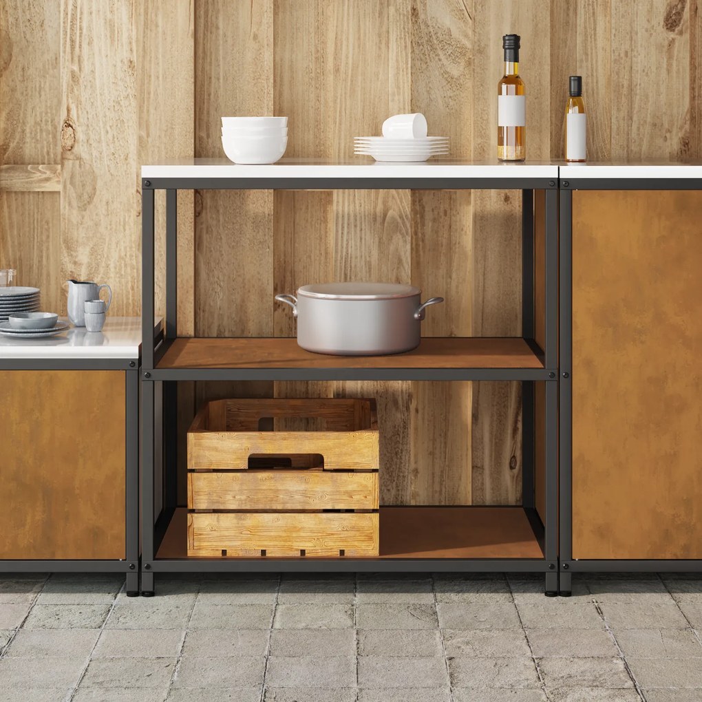 vidaXL Ράφι Αποθήκευσης Κουζίνας με ράφι Σκ rusty 60 x 50 x 92 εκ.