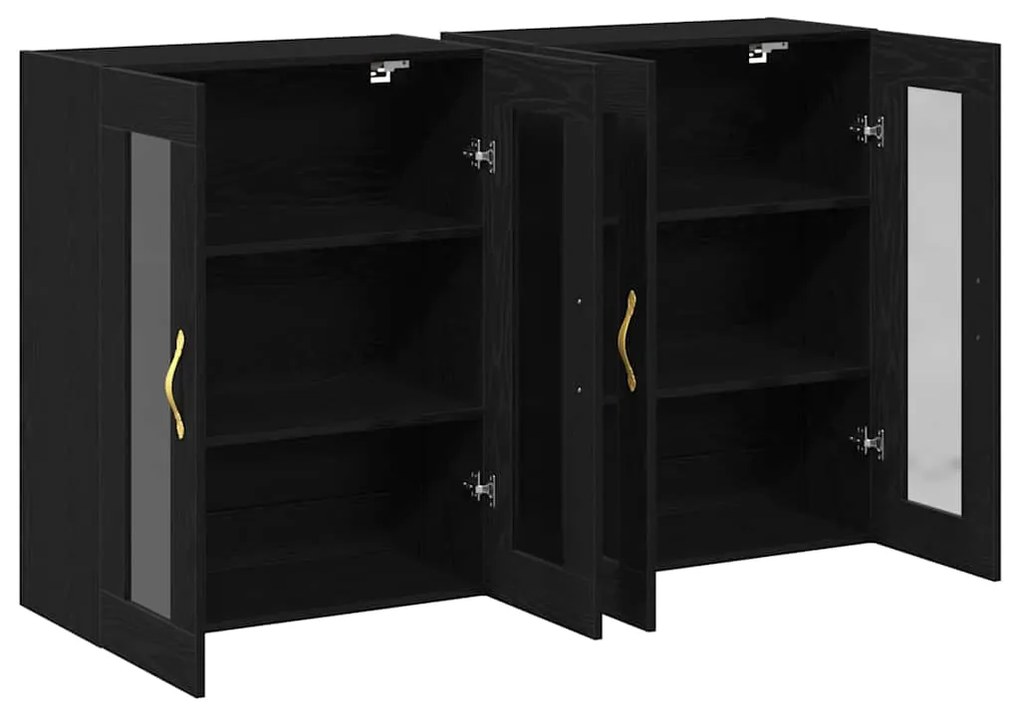vidaXL Επιτοίχιο ντουλάπι 2 pcs Μαύρη δρυς 69.5 x 34 x 90 εκ.