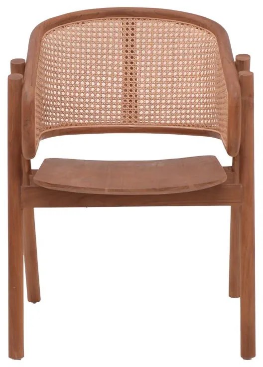 Καρέκλα - Πολυθρόνα Anlene σκελετός teak ξύλο σε καρυδί απόχρωση με rattan σε μπεζ απόχρωση 62x54x82εκ 62x54x82 εκ.