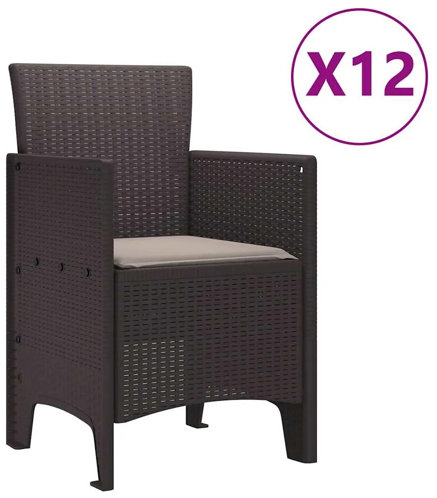 vidaXL Σέτ φαγητού για κήπο 13 pcs Καφέ Rattan Polt