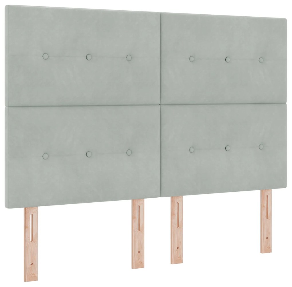 vidaXL Κρεβάτι με Στρώμα Light Grey 160x200 cm Βελούδο