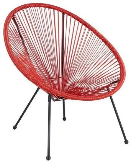 Πολυθρόνα Rattan Saturn Μαύρο/Κόκκινο 72x78x89cm - 14450015