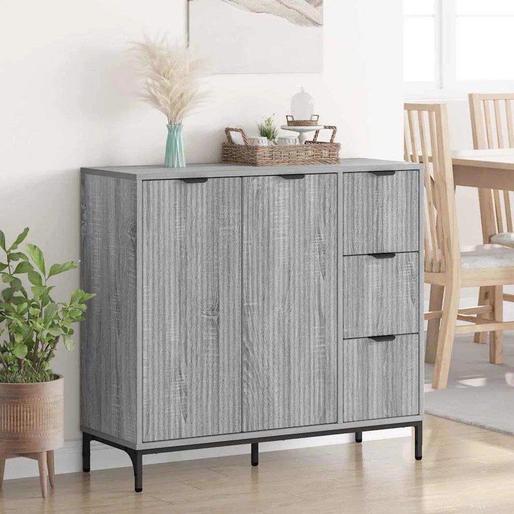 vidaXL Πλαϊνό γραφείο με συρτάρι Γκρι sonoma 89.5 x 33 x 82 εκ.