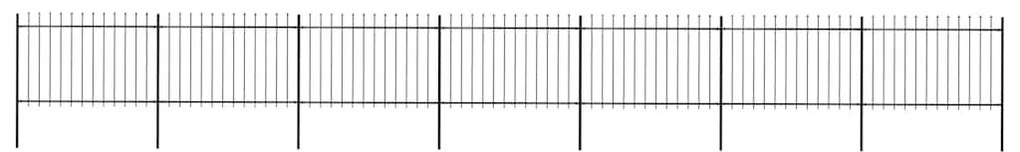 vidaXL Φράχτης Κήπου με Κορυφή Δόρυ Μαύρος Ατσάλινος 1248 x 120 εκ.