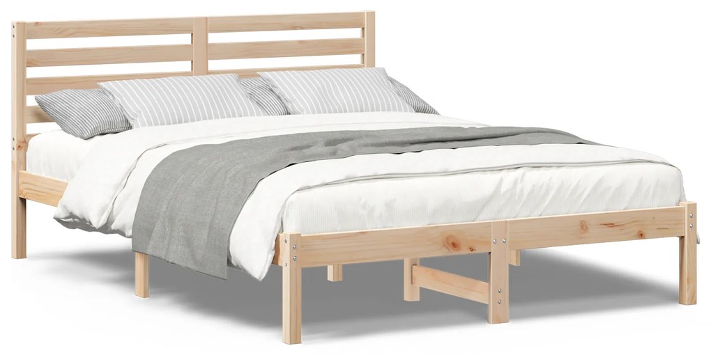 vidaXL Σκελετός Κρεβατιού Καφέ 140 x 190 cm Συμπαγές ξύλο πεύκου