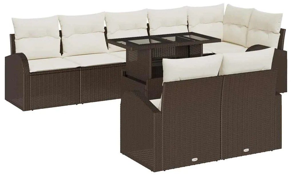 vidaXL Σετ Καναπέ Κήπου 9 pcs Καφέ και κρεμ 100 x 55 x 73 εκ