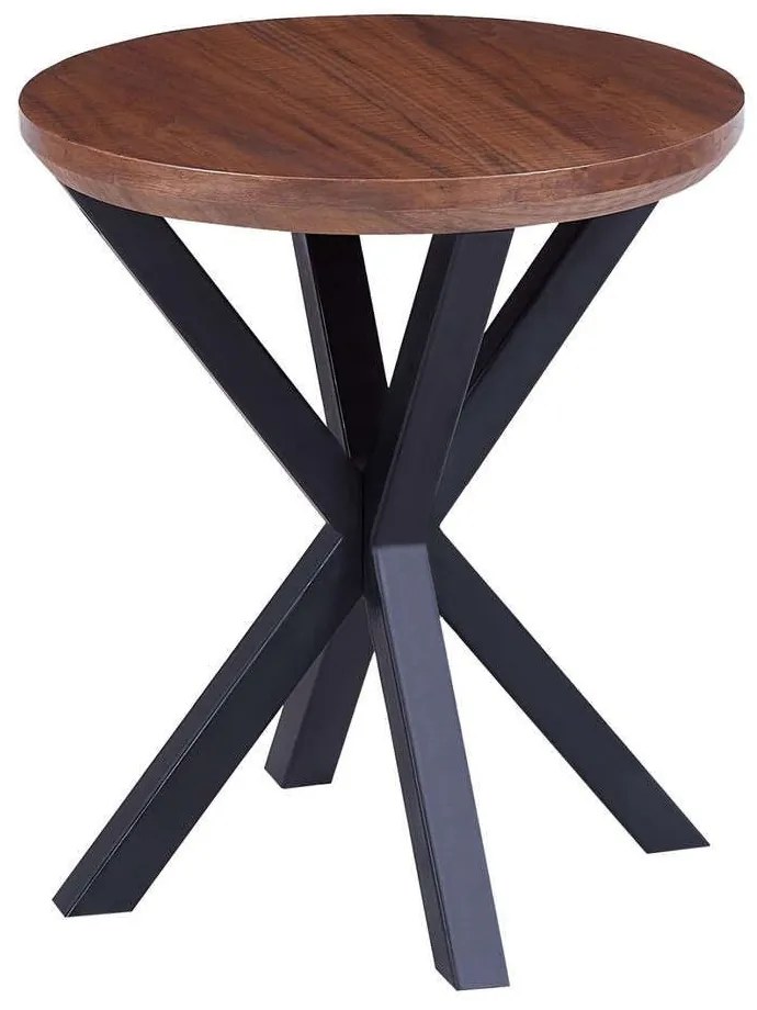 Τραπεζάκι Βοηθητικό Στρογγυλό HM9473.02 Φ50x55cm Με Μαύρη Μεταλλική Βάση Mdf Walnut Metal,Wood