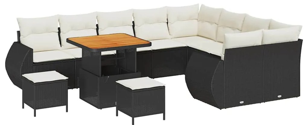 vidaXL Σετ Καναπέ Κήπου 12 pcs Μαύρο και κρεμ 80 x 80 x 71 cm