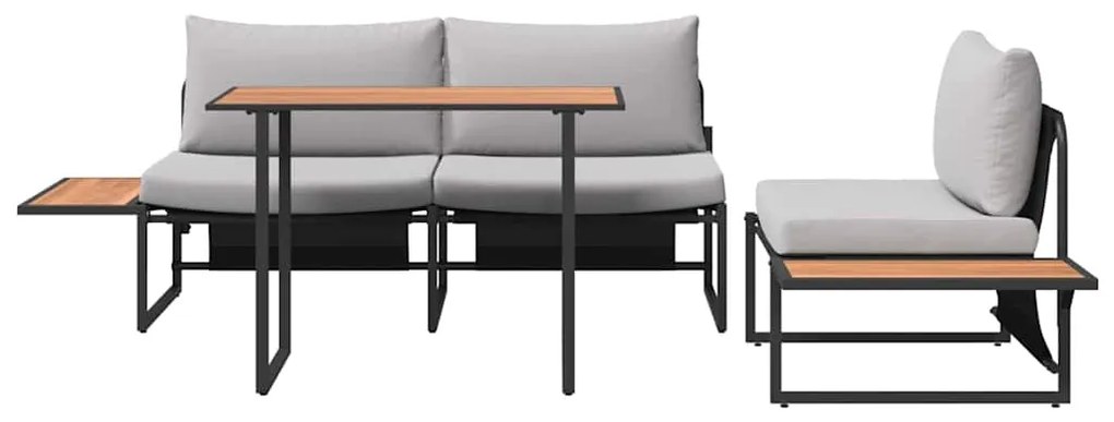 vidaXL Σέτ φαγητού για κήπο 3 pcs Ανοιχτό γκρι Ατσάλι