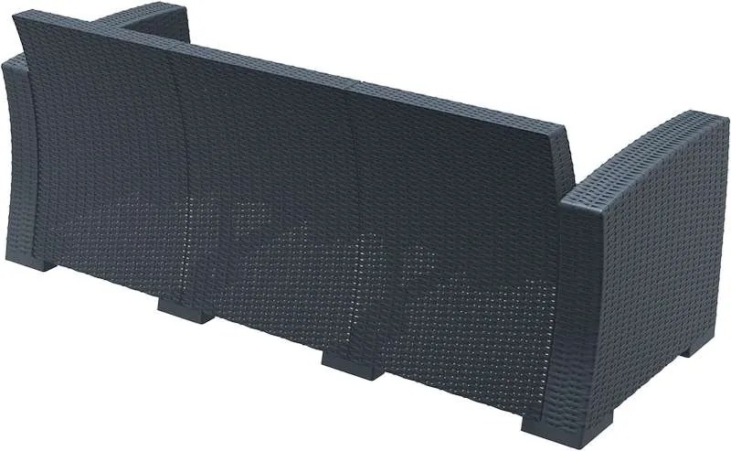 Καναπές 3Θεσιος Monaco Dark Grey Πολυπροπυλενίου 198X79X79εκ.