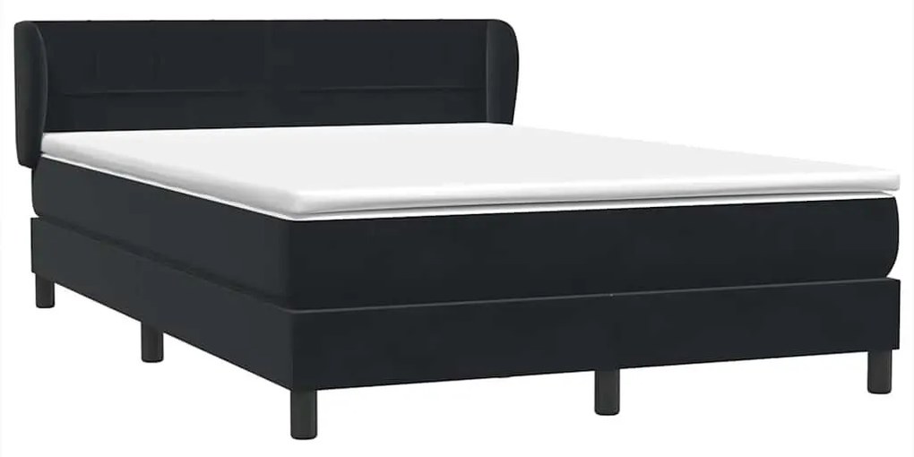 Box Spring Κρεβάτι με στρώμα Μαύρο 160x220 cm Βελούδινο - Μαύρο