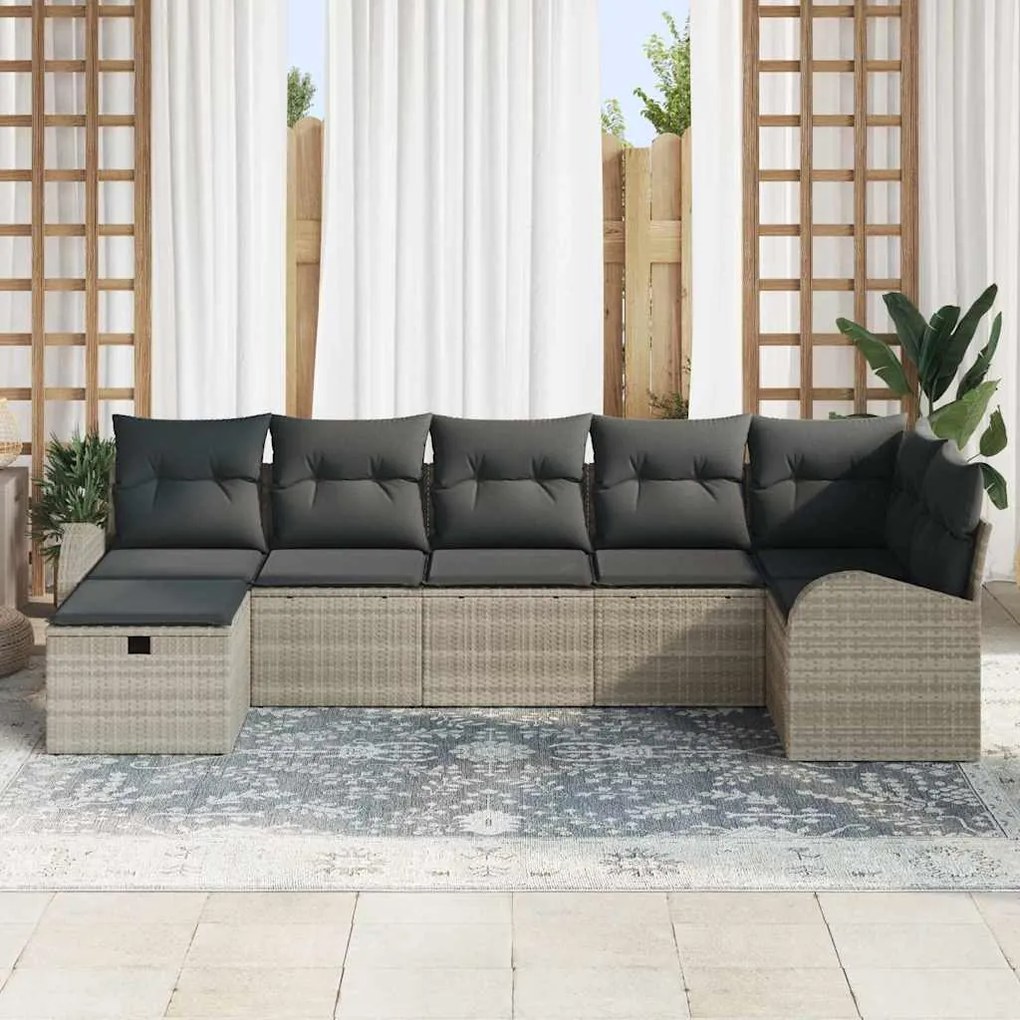 vidaXL Σετ Καναπέ Κήπου 7 pcs Ανοιχτό γκρι 289 x 124 x 85 εκ.