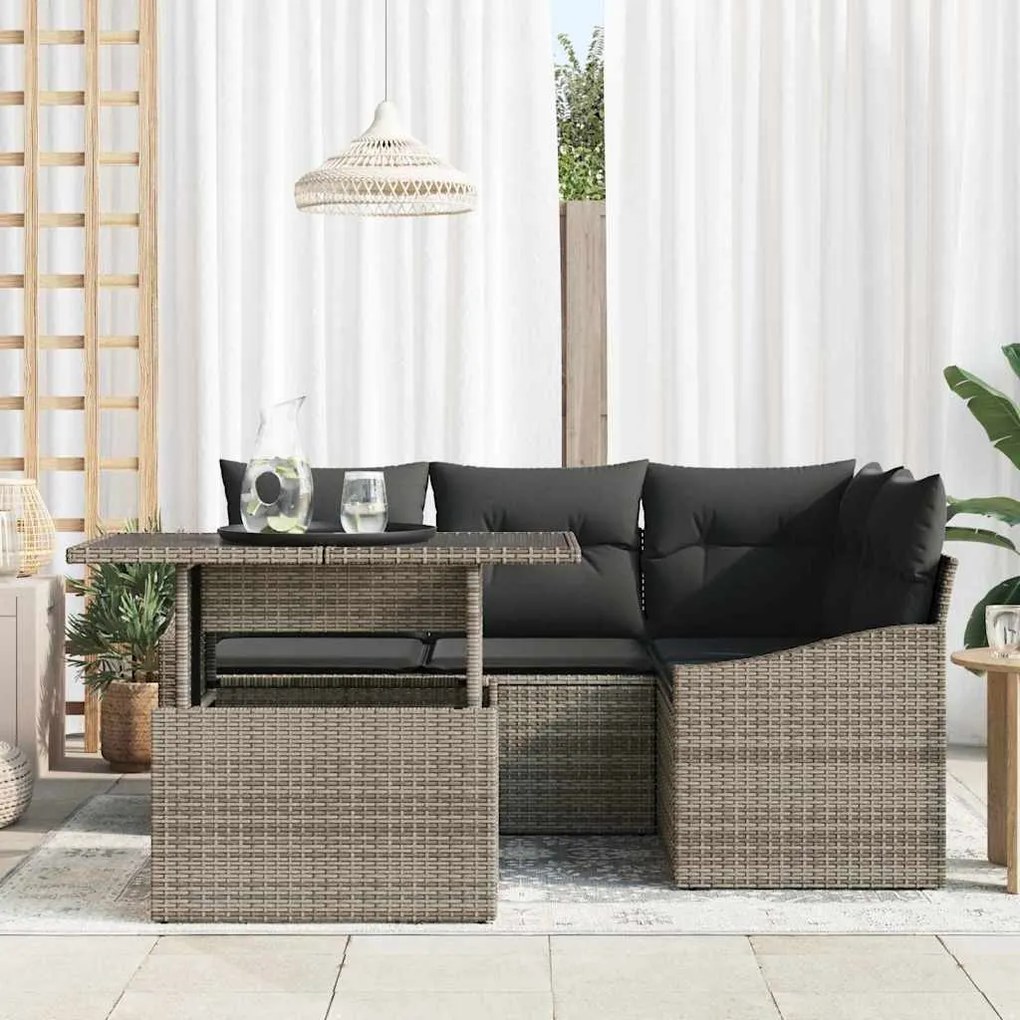 vidaXL Σετ Καναπέ Κήπου με μαξιλάρι 5 pcs Γκρι 100 x 55 x 73 εκ