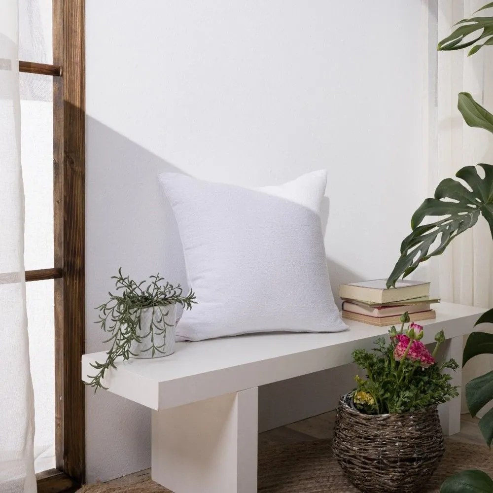 Μαξιλάρι Διακοσμητικό (Με Γέμιση) Belluno 00 White Teoran 43X43 Βαμβάκι-Πολυέστερ