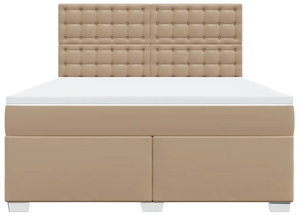 vidaXL Κρεβάτι Boxspring με Στρώμα Καπουτσίνο 180x200 εκ. Συνθ. Δέρμα