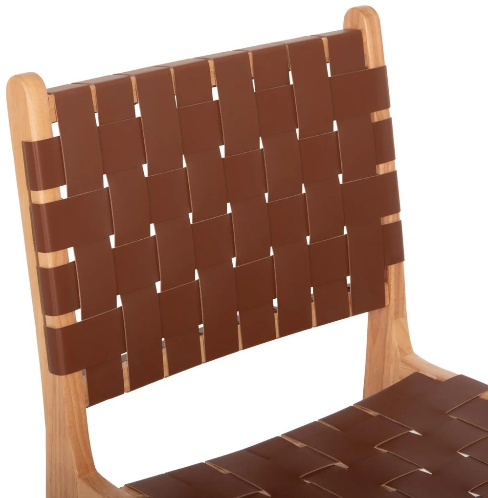 Καρέκλα FELIPE Ξύλο Τοοn με Καφέ PU 49x59x86Yεκ. 49x59x86 εκ.