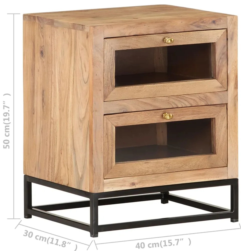 vidaXL Κομοδίνο 40 x 30 x 50 εκ. από Μασίφ Ξύλο Ακακίας