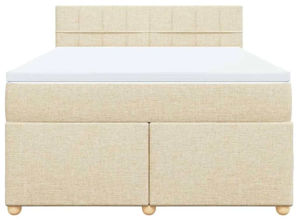 vidaXL Κρεβάτι Boxspring με Στρώμα Κρεμ 140x190 εκ. Υφασμάτινο