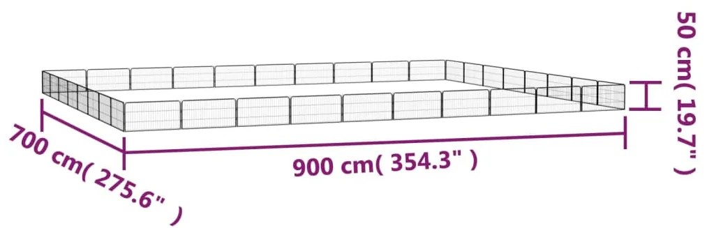 vidaXL Παρκοκρέβατο Σκύλου 32 Πάνελ Μαύρο 100x50εκ Ατσάλι Βαφή Πούδρας