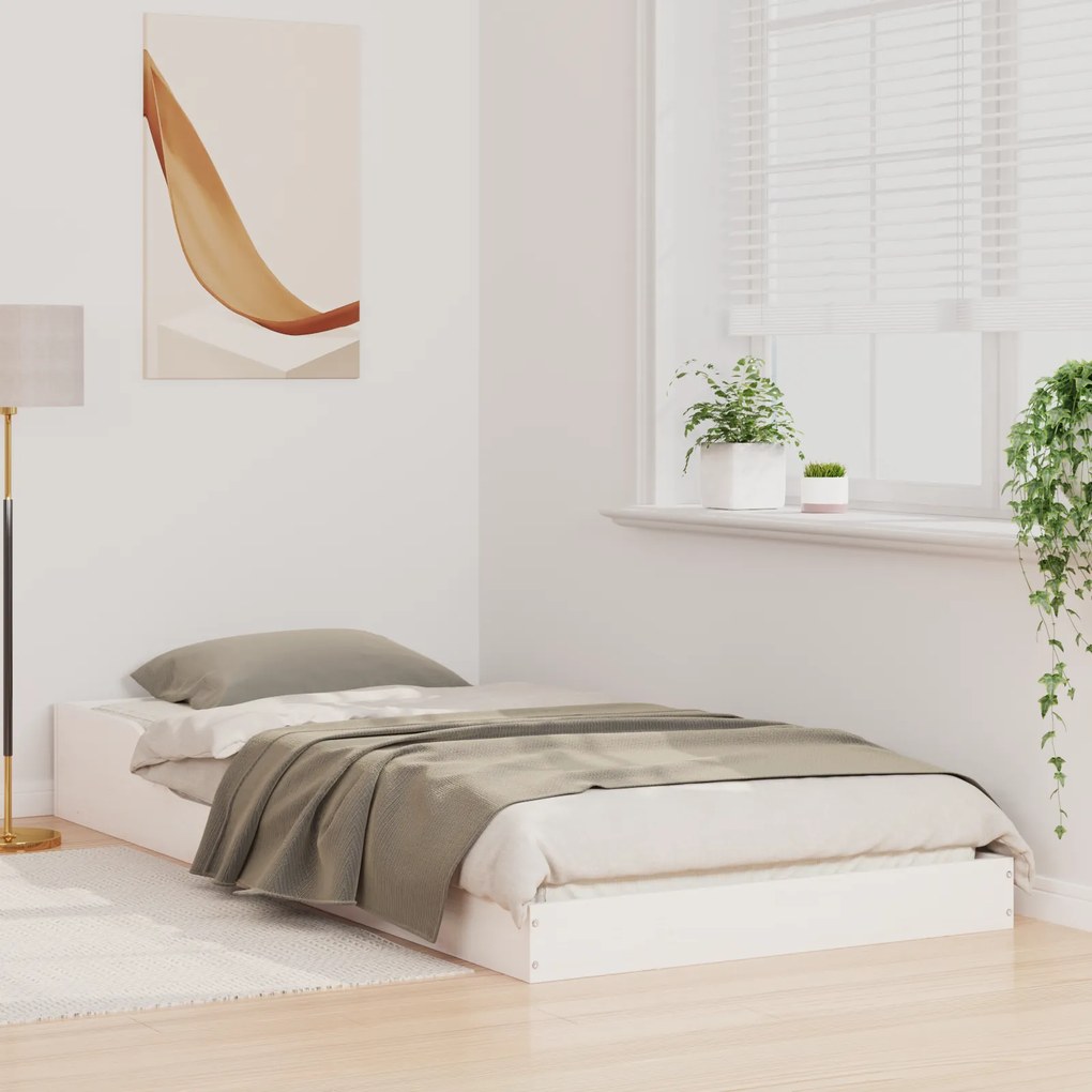 vidaXL Σκελετός Κρεβατιού Λευκό 90 x 200 cm Μασίφ ξύλο πεύκου