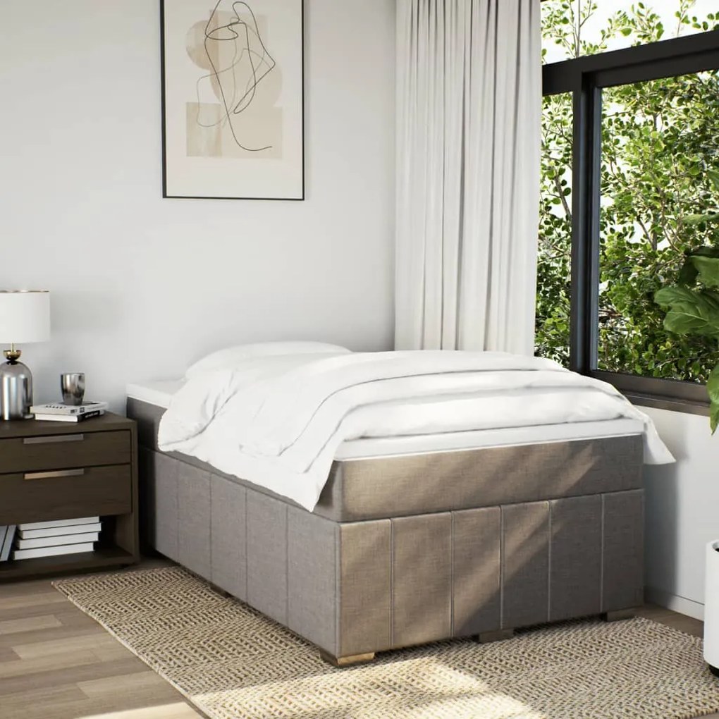 vidaXL Κρεβάτι Boxspring με Στρώμα Taupe 120x200 εκ. Υφασμάτινο