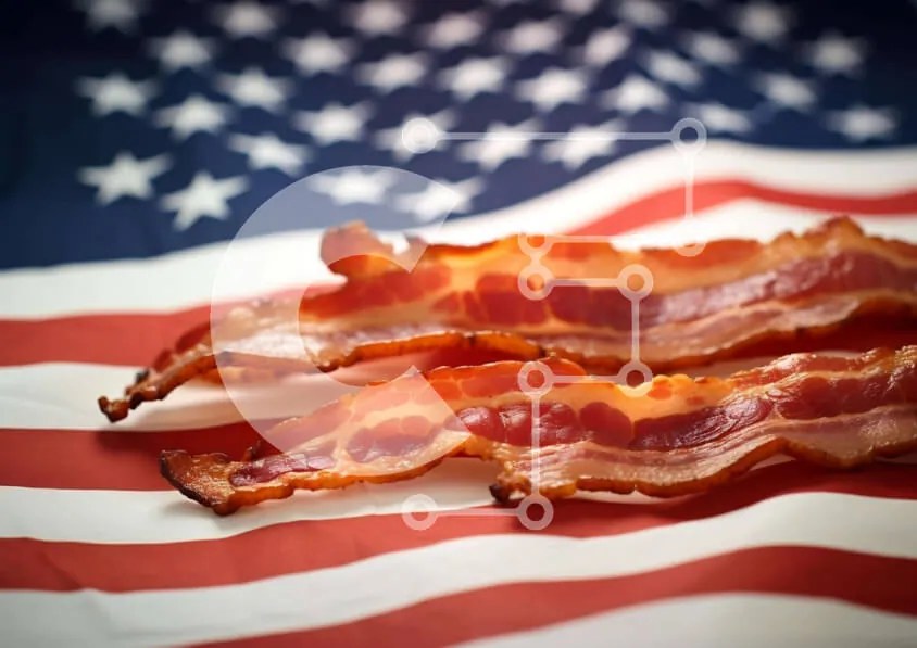 Σετ των 2 Intra Συλλεκτικό Ξύλινο Παζλ Plywood 4mm - Φέτες μπέικον αμερικανικής σημαίας Σε Ξύλινο Κουτί - Διαστάσεις: 10x10 cm – 25 κομμάτια