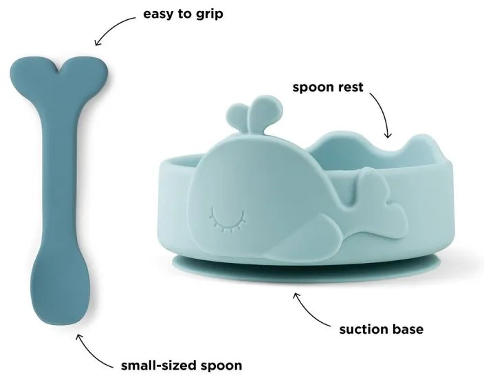 Μπωλ με Κουταλάκι Σιλικόνης Done by Deer Wally Blue