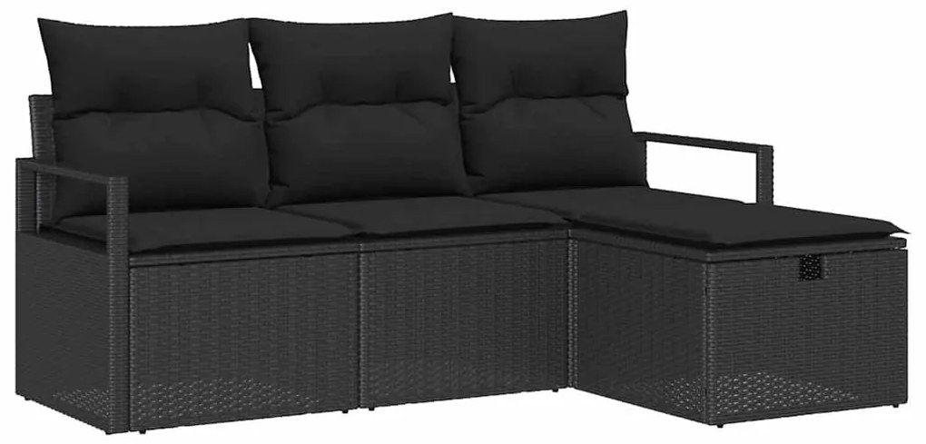 vidaXL Σετ Καναπέ Κήπου με μαξιλάρι 4 pcs Μαύρο Πολυ ράταν