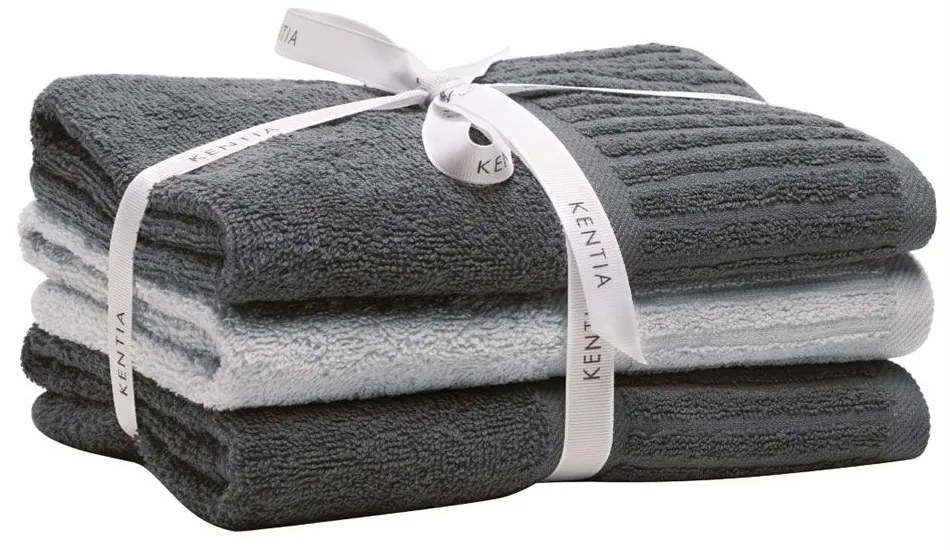 Πετσέτες Vance 22 (Σετ 3τμχ) Anthracite Kentia Προσώπου 50x90cm 100% Cotton