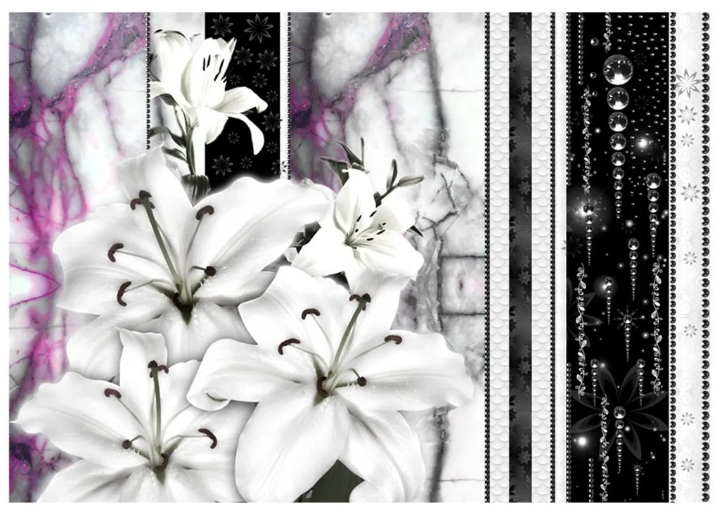 Φωτοταπετσαρία - Crying lilies on purple marble 250x175