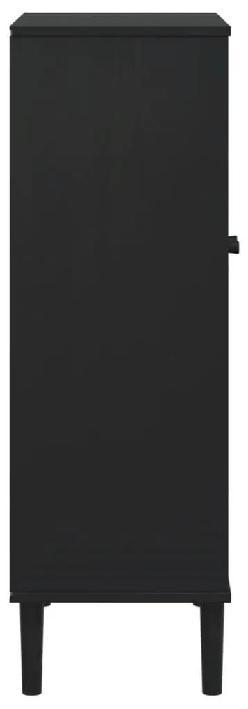 Παπουτσοθήκη SENJA Μαύρη/ Ρατάν 59,5 x 35 x 107 εκ. Μασίφ Ξύλο - Μαύρο