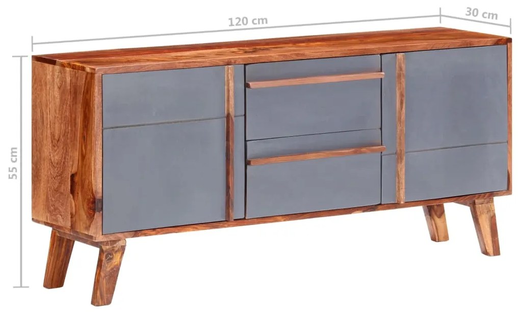 vidaXL Μπουφές Γκρι 120 x 30 x 55 εκ. από Μασίφ Ξύλο