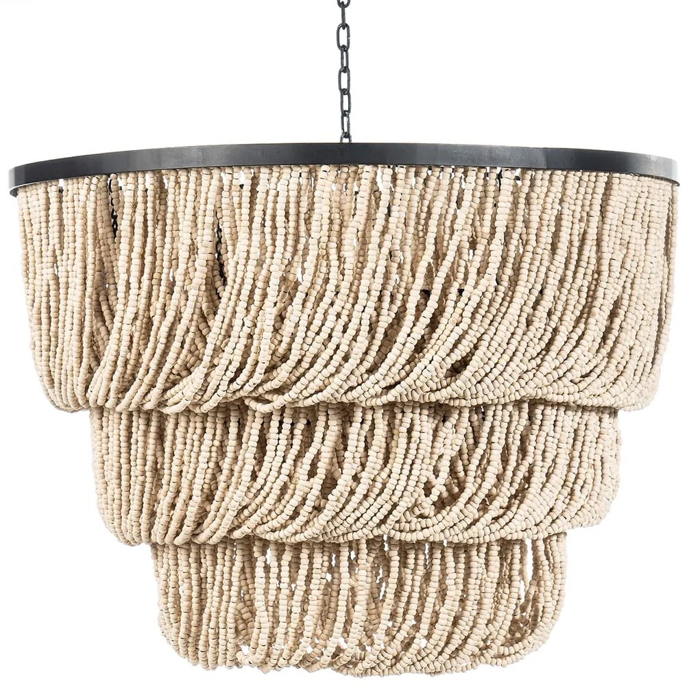 Ceiling Light S Line Ø62cm Χειροποίητο Με Φυσικές Ξύλινες Χάντρες Κεμαστό S1755-00N3