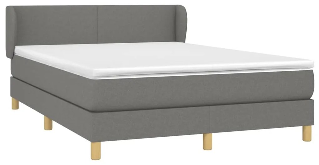 Κρεβάτι Boxspring με Στρώμα Σκούρο Γκρι 140x200 εκ Υφασμάτινο - Γκρι