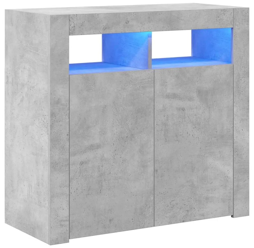 vidaXL Ντουλάπι με LED Γκρι Σκυροδέματος 80 x 35 x 75 εκ.