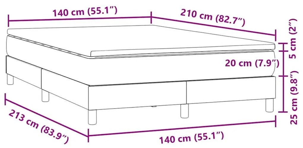 Κρεβάτι Boxspring με Στρώμα Σκούρο Μπλε 140x210 εκ. Βελούδινο - Μπλε