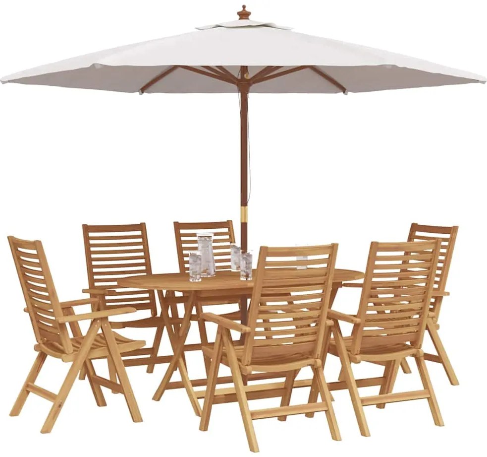 vidaXL Σέτ φαγητού για κήπο 7 pcs Καφέ Μασίφ ξύλο teak