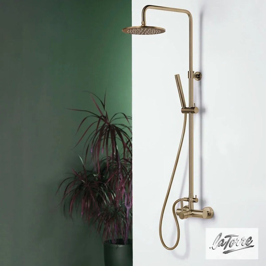 La Torre Tech Ρυθμιζόμενη Στήλη Ντουζ με Μπαταρία Bronze Brushed 83-144cm