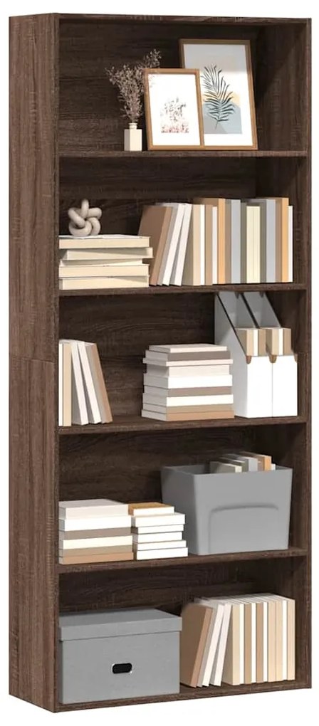 vidaXL Ντουλάπι βιβλίων καφέ δρυς 80x30x189 cm Κατασκευασμένο ξύλο