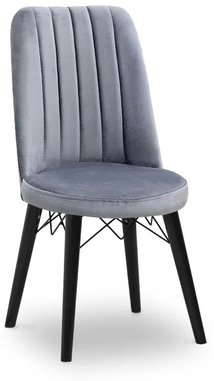 Καρέκλα τραπεζαρίας Alegra Megapap από βελούδο χρώμα γκρι - μαύρο πόδι 46x44x91εκ. - Βελούδο - GP044-0001,5