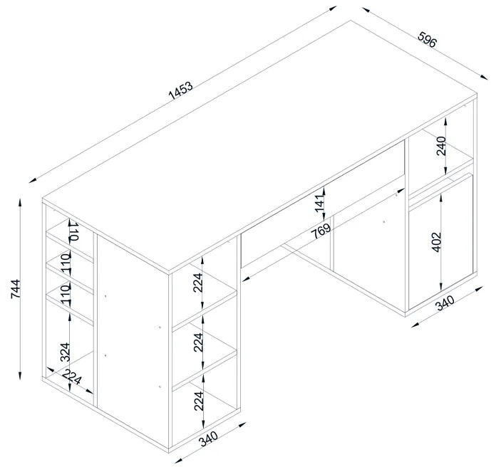 ΓΡΑΦΕΙΟ ΕΡΓΑΣΙΑΣ PONTUS MEGAPAP ΧΡΩΜΑ ΛΕΥΚΟ 145X60X74,4ΕΚ.