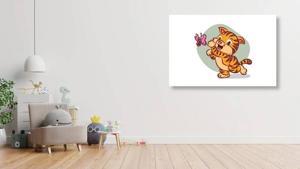 Εικόνα ενός χαριτωμένου γατάκι με μια πεταλούδα - 90x60