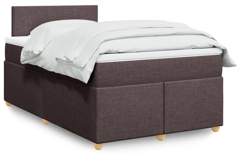 vidaXL Κρεβάτι Boxspring με Στρώμα Σκούρο Καφέ 120x190 εκ Υφασμάτινο